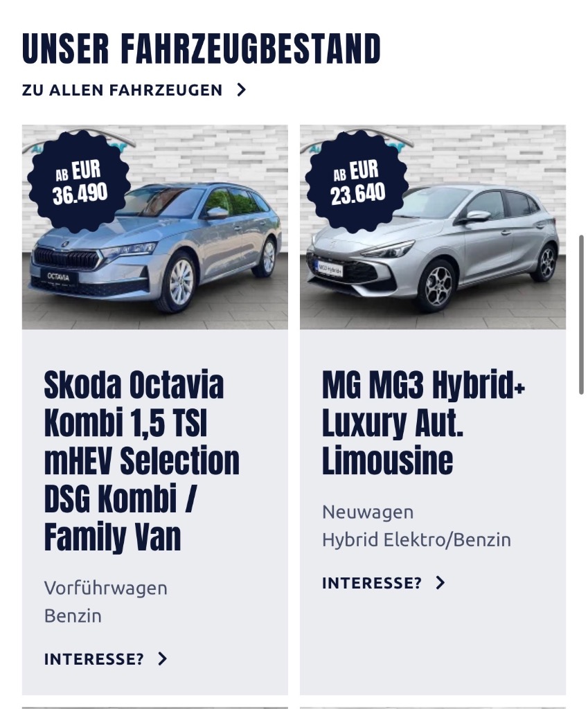 Automatisierte Fahrzeugbörse mit willhaben Schnittstelle für Autohaus Bauer