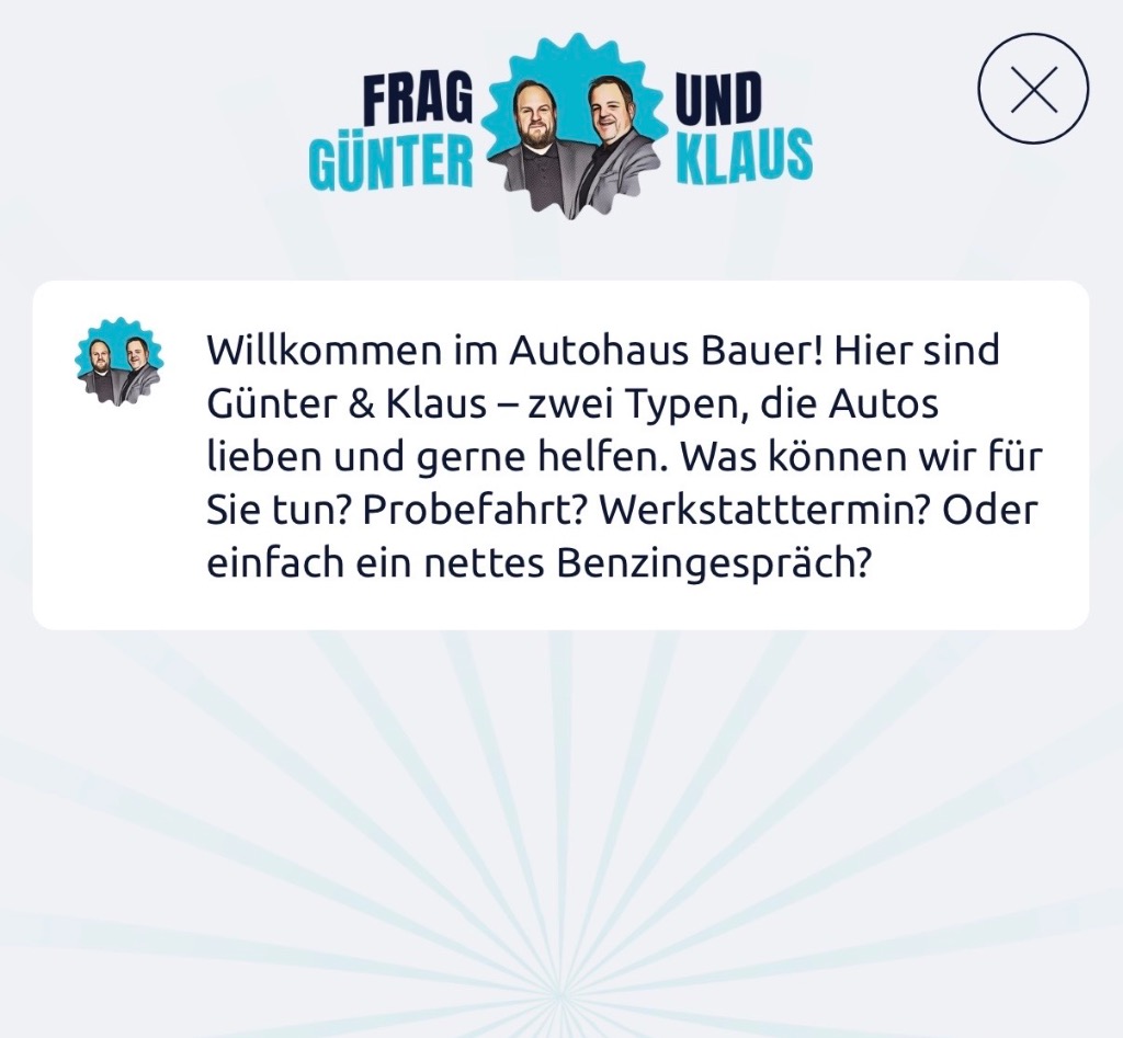 KI Chatbot Frag Günter & Klaus – Intelligente Fahrzeug- und Werkstattberatung