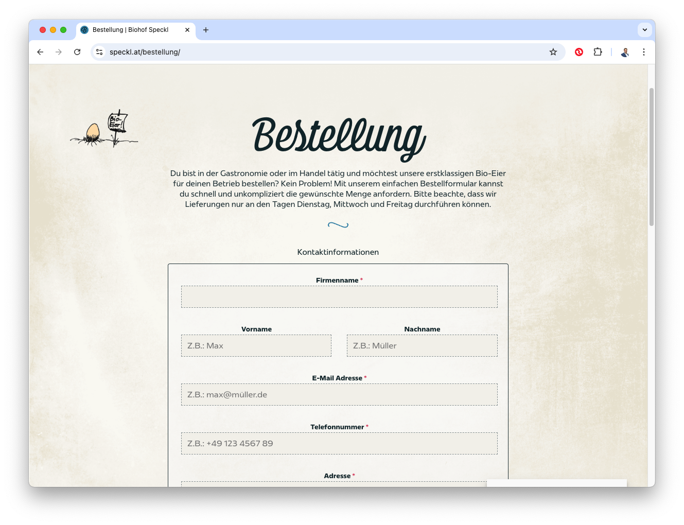 Biohof Speckl Website