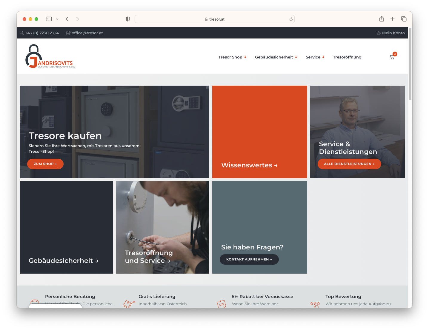 Tresor.at Produktübersicht und Sortiment