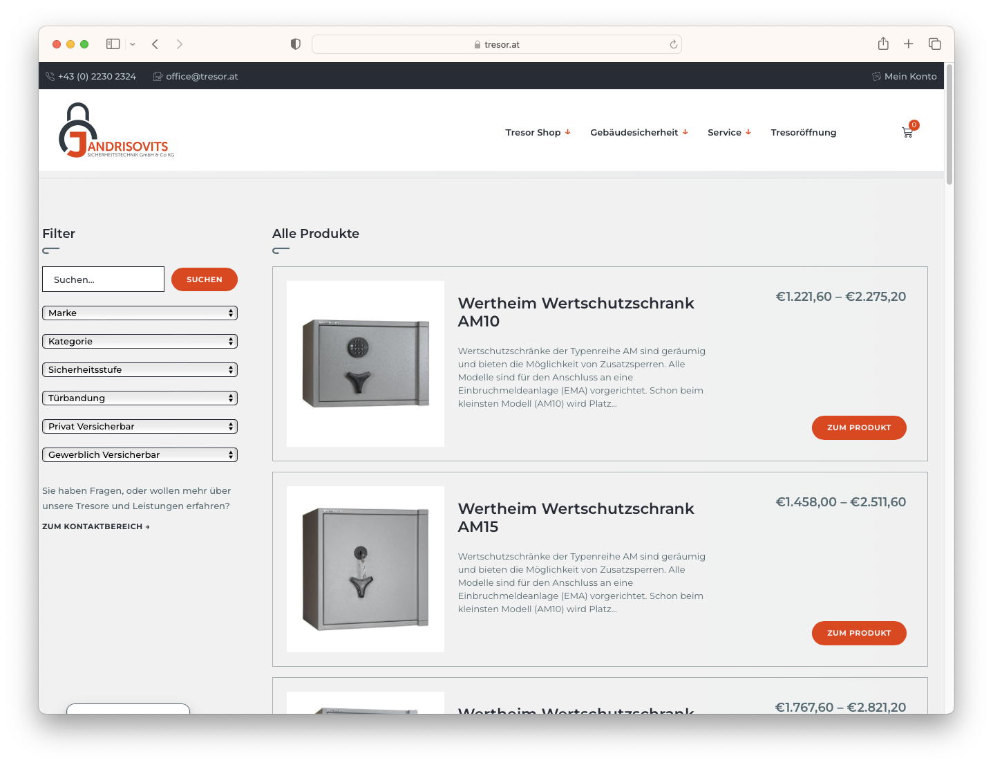 Tresor.at Service- und Bestellprozess