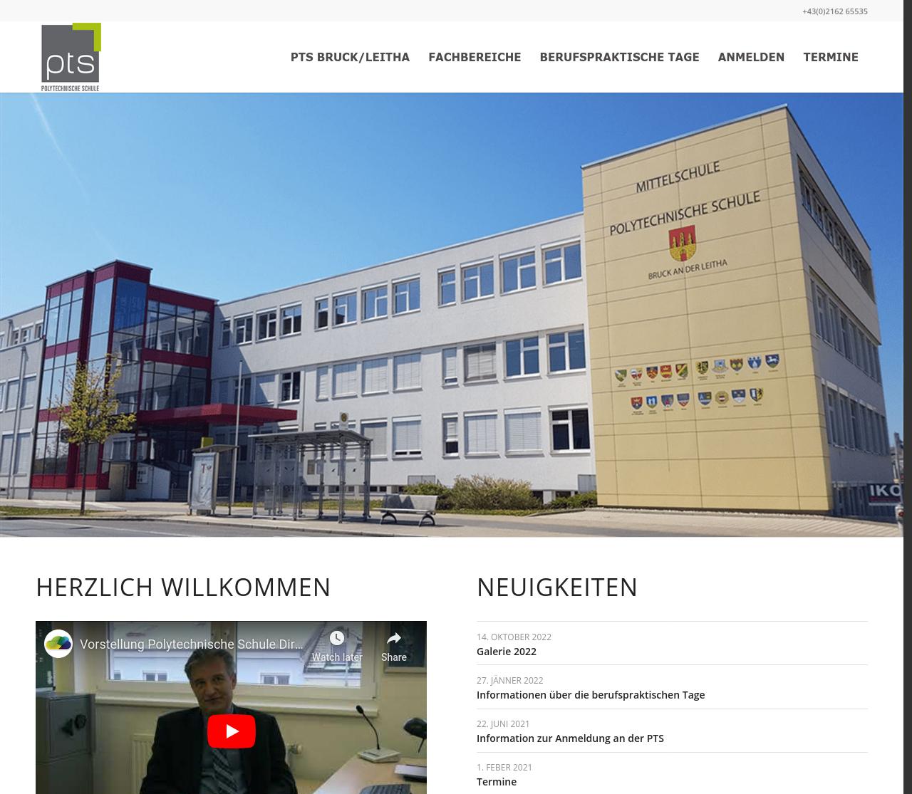 PTS Bruck Website Screen 1