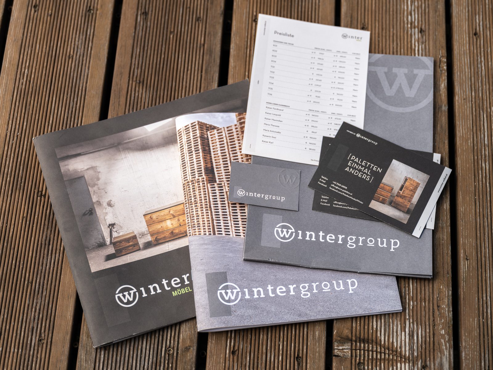 Wintergroup Präsentationsmappen und Visitenkarten mit Blindprägung