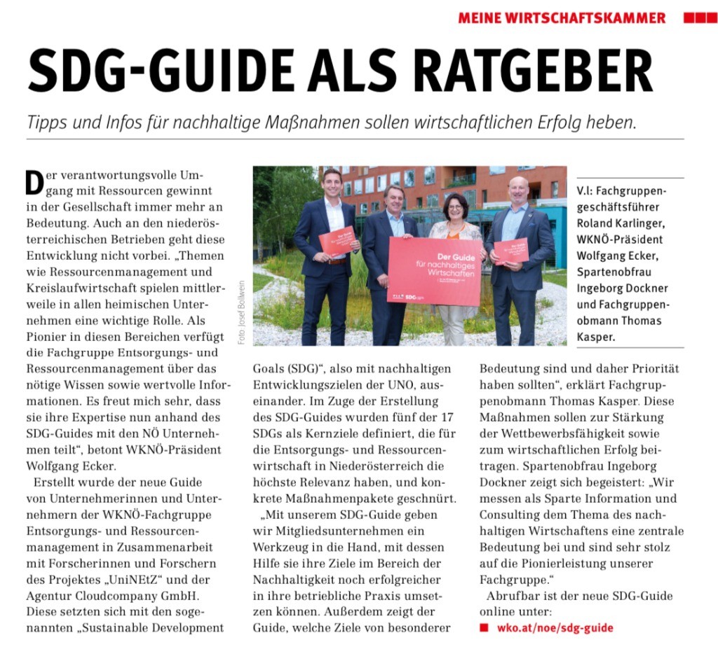 WKNÖ Pressebericht: SDG-Guide als Ratgeber