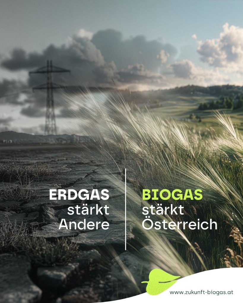 Kampagnen-Sujet: Erdgas stärkt Andere – Biogas stärkt Österreich
