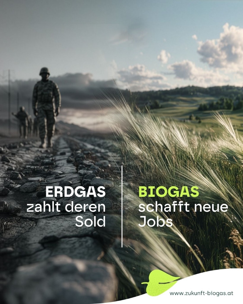Kampagnen-Sujet: Erdgas zahlt deren Sold – Biogas schafft neue Jobs