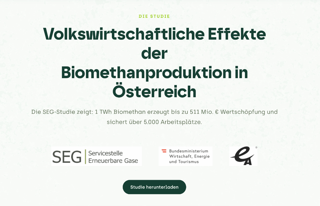 Volkswirtschaftliche Effekte der Biomethanproduktion – Studie