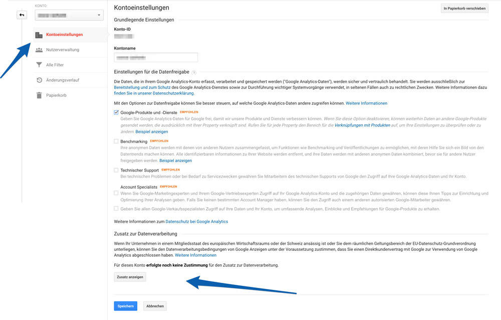 Hier stimmen sie dem Datenverarbeitungsvertrag mit Google Analytics zu.