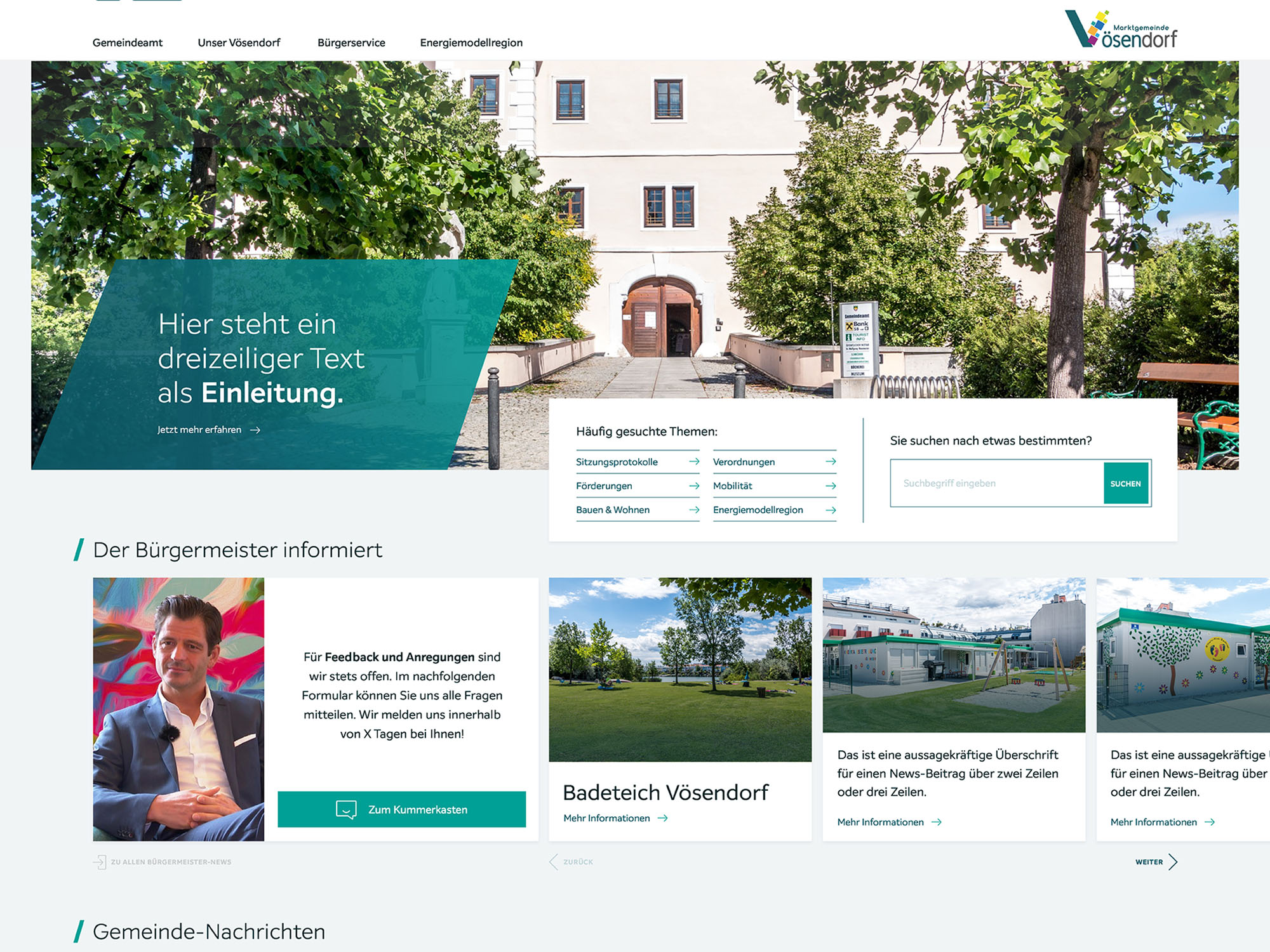 Screenshot Website Vösendorf.gv.at