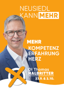 Plakat: Thomas Halbritter Neusiedl kann mehr
